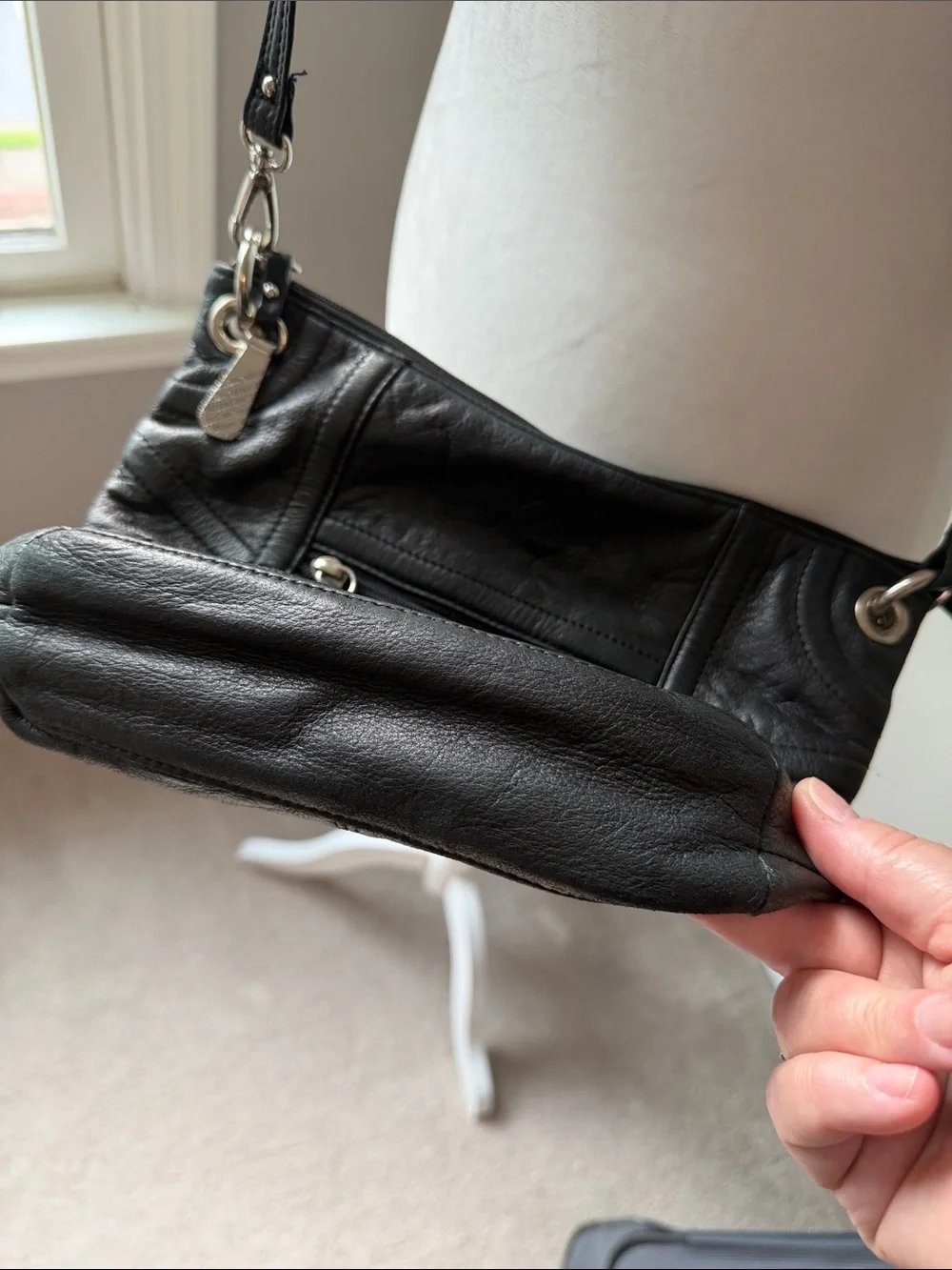Classic Black Leather Crossbody Bag